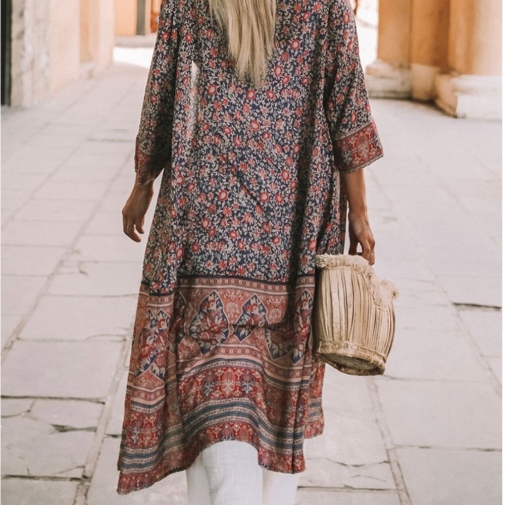 Spell & The Gypsy Collective Jasmine Duster Kimono Boho Floral Maxi Cardigan OS - Picture 6 of 11